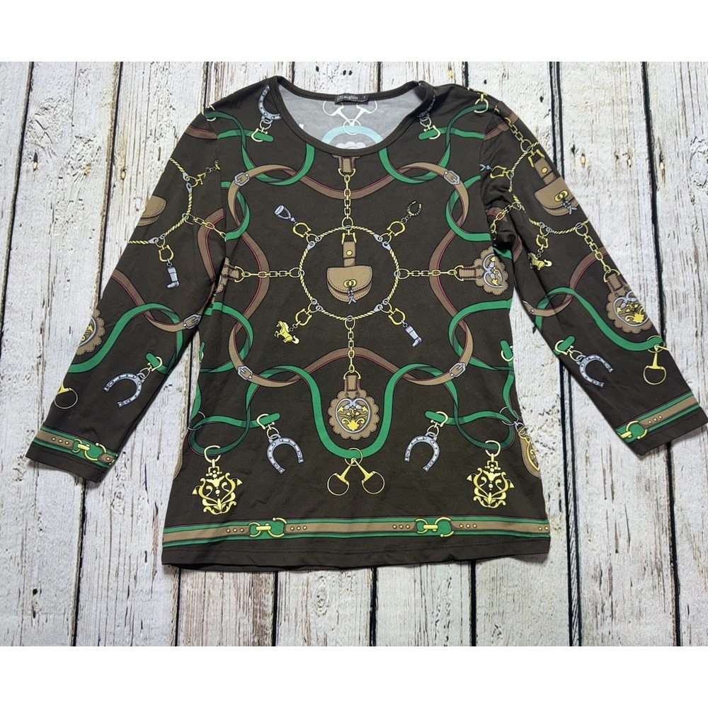 J.Mclaughlin Equestrian Horsebit Cowgirl Stretchy Catalina Cloth‎ Shirt Small